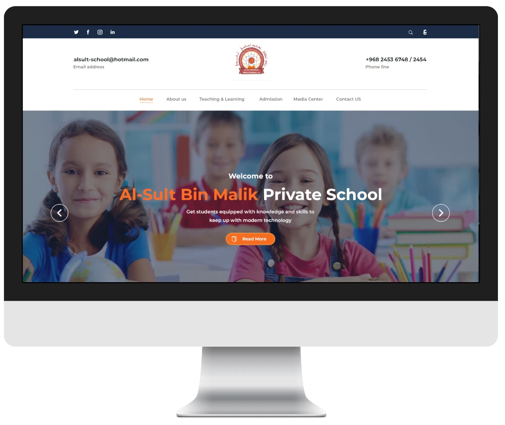 Screenshot of the Al Suilt School — Modern Website Design for Seamless Educational Experience